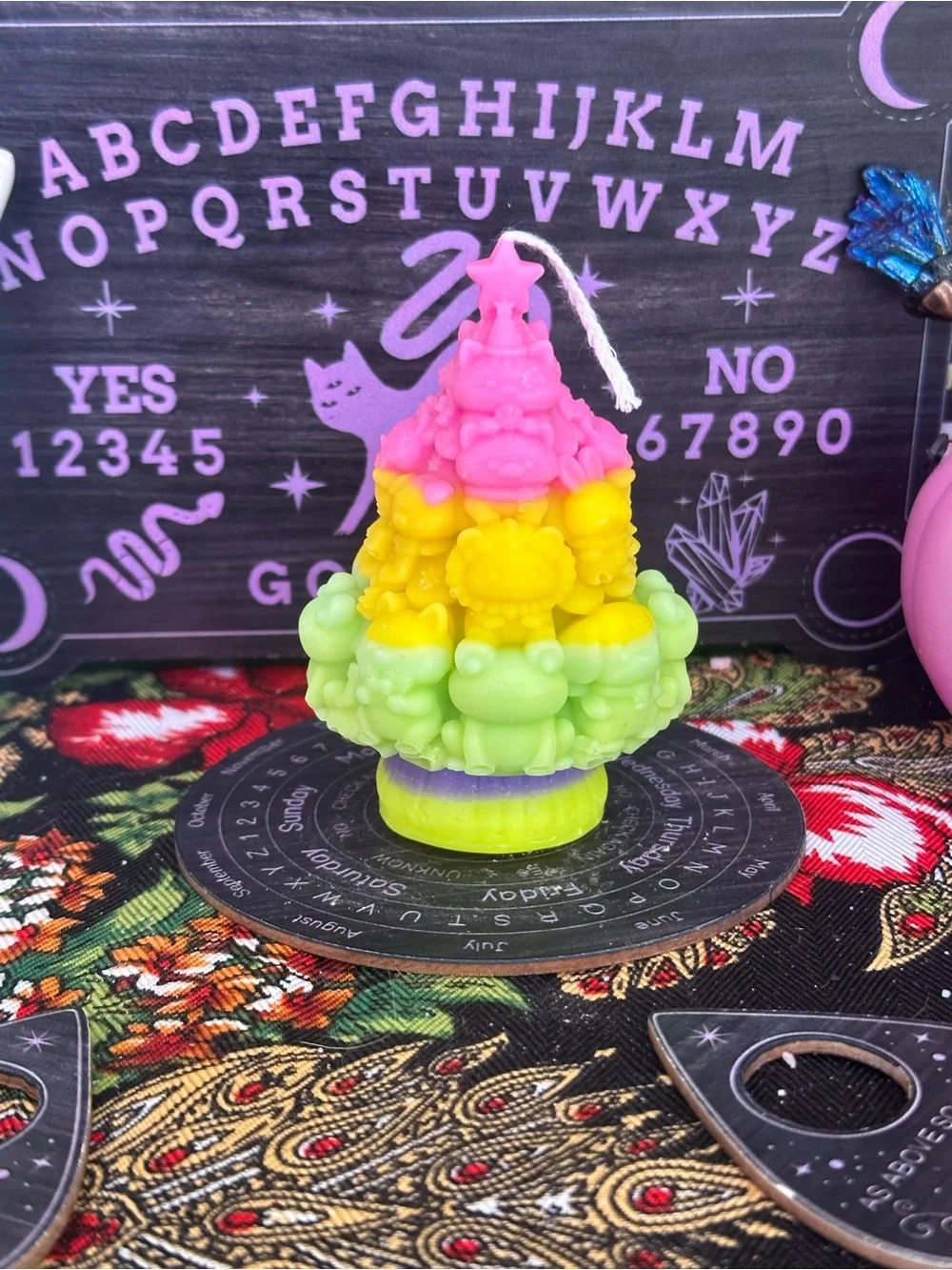 Kawaii Rainbow Critter Tree Candle